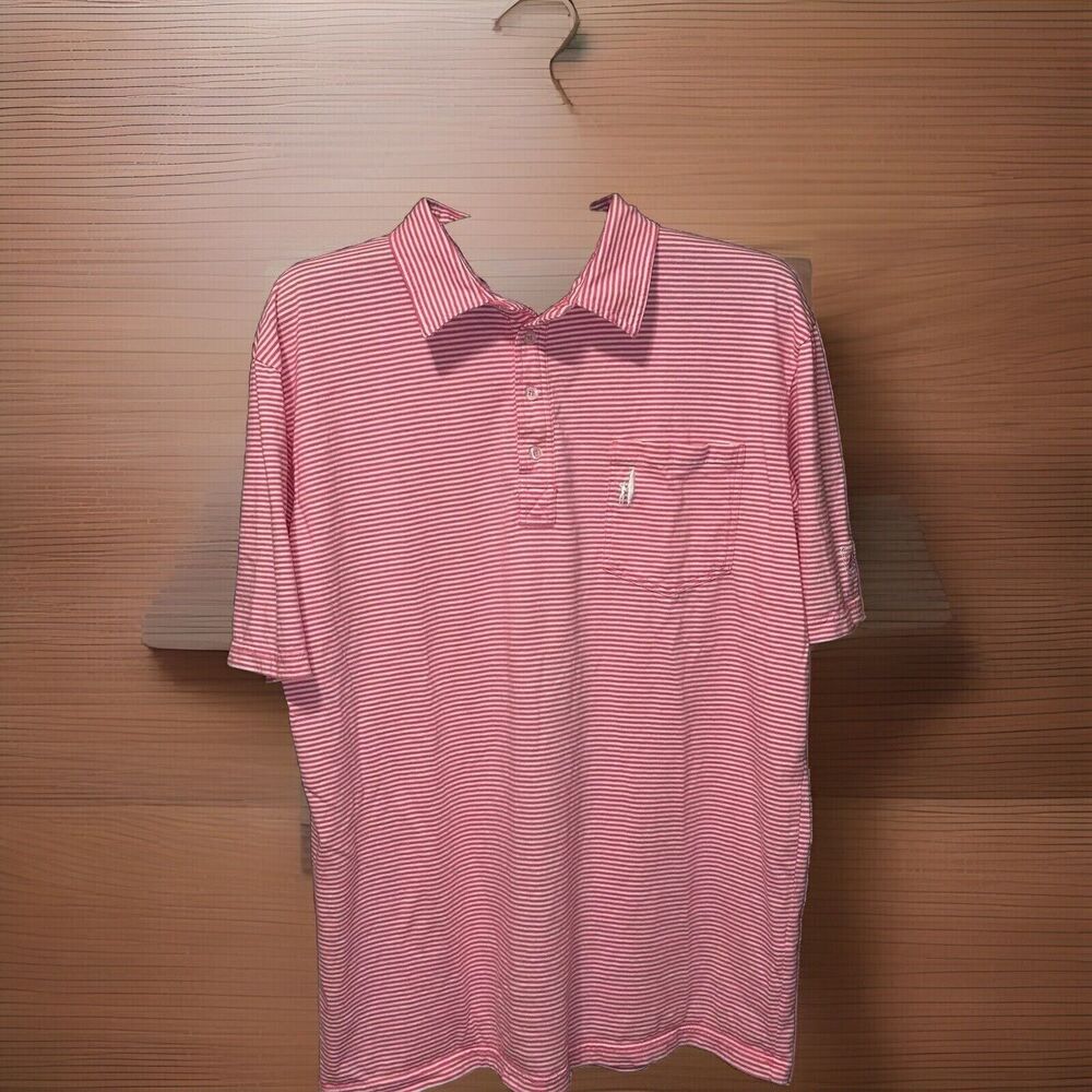 Johnnie O Polo Mens XL Pink/ White StripeWest Coast Prep Country Club Of Detroit